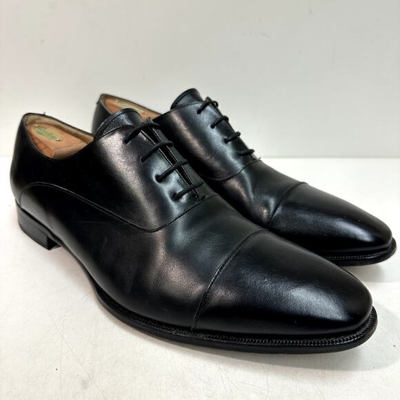 VERY GOOD Jack Erwin Cap-Toe Oxford Black Calf Made in Spain Men\'s 13 main image 4